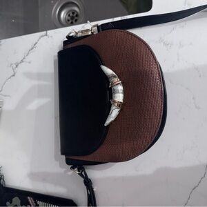 Stella & Dot Black and Brown Crossbody Bag